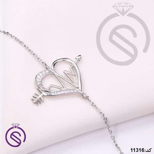 دستبند نقره زنانه مدل ضربان کد 11316 دستبند نقره زنانه مدل ضربان کد 11316