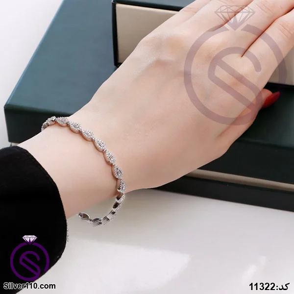 دستبند نقره زنانه مدل اشک کد 11322