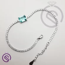 دستبند نقره زنانه مدل کریستال آبی کد 11304