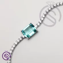 دستبند نقره زنانه مدل کریستال آبی