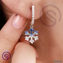 نیم ست نقره زنانه مدل برفی آبی کد 71212