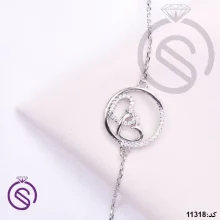 دستبند نقره زنانه مدل قلب کد 11318