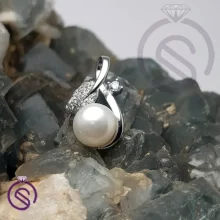 گردنبند نقره زنانه مروارید مدل برگ