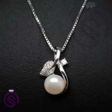 گردنبند نقره زنانه مروارید مدل برگ