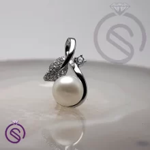 گردنبند نقره زنانه مروارید مدل برگ کد 11415