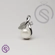 گردنبند نقره زنانه مروارید مدل برگ