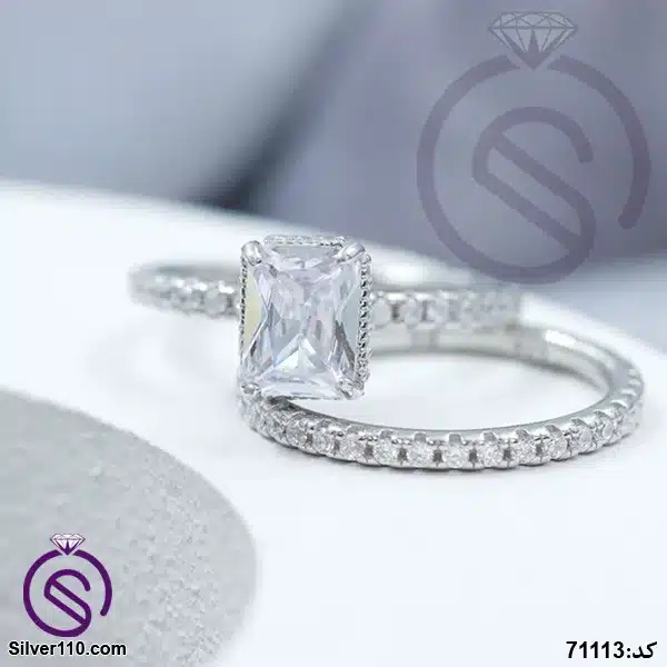 انگشتر نقره زنانه مدل حلقه پشت حلقه کد 71113