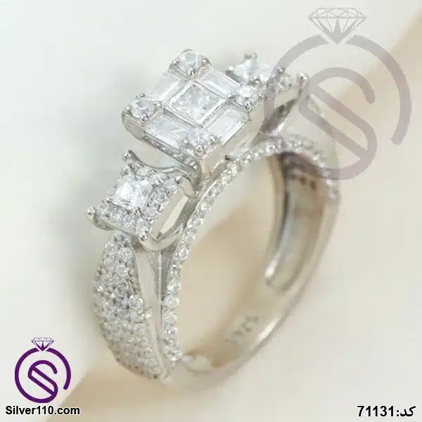 Women's silver ring, emerald model, code 71131 انگشتر نقره زنانه مدل امرالد کد 71131