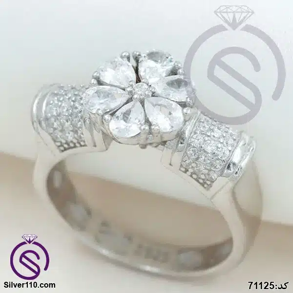 Women's silver ring, single gem model, code 71125 انگشتر نقره زنانه مدل تک نگین کد 71125