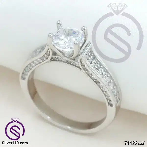 Women's silver ring, solitaire model, code 71122 انگشتر نقره زنانه مدل سولیتر کد 71122