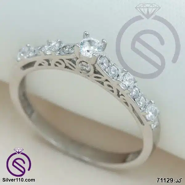Women's silver ring, solitaire model, code 71129 انگشتر نقره زنانه مدل سولیتر کد 71129