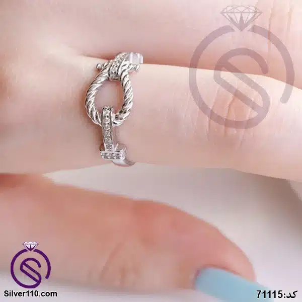 انگشتر نقره زنانه مدل بافت کد 71115