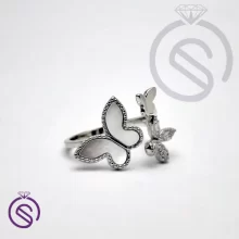 انگشتر نقره زنانه صدف مدل پروانه