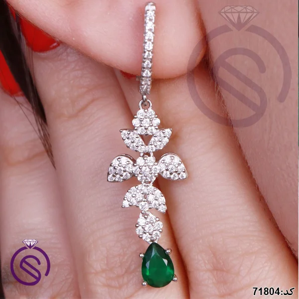 سرویس نقره زنانه نگین کریستال سبز کد 71804