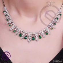 سرویس نقره زنانه نگین کریستال سبز کد 71804
