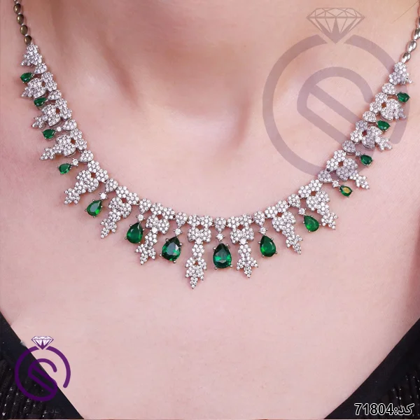 سرویس نقره زنانه نگین کریستال سبز کد 71804