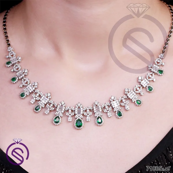 سرویس نقره زنانه نگین کریستال سبز کد 71805