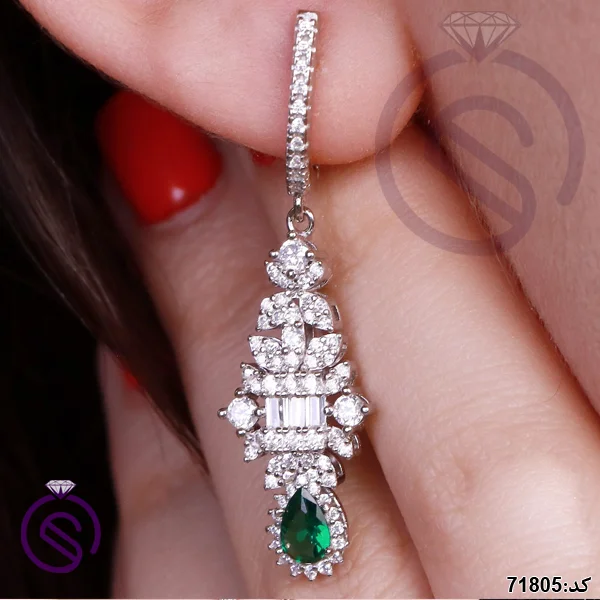 سرویس نقره زنانه نگین کریستال سبز کد 71805