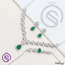 سرویس نقره زنانه نگین کریستال سبز کد 71813
