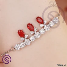 سرویس نقره زنانه نگین کریستال قرمز کد 71809