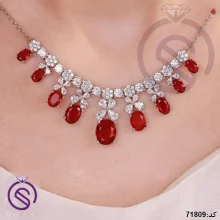 سرویس نقره زنانه نگین کریستال قرمز کد 71809