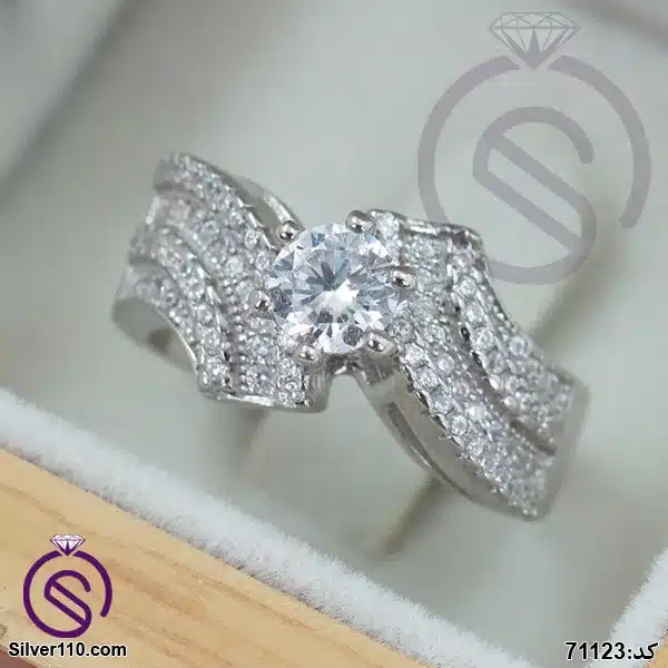 انگشتر نقره زنانه تک نگین کد 71123