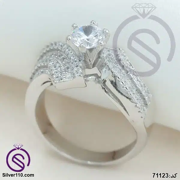 Women's single gem silver ring code 71123 انگشتر نقره زنانه تک نگین کد 71123