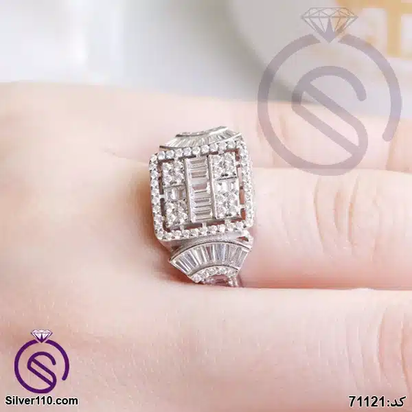 انگشتر نقره زنانه مربع کد 71121