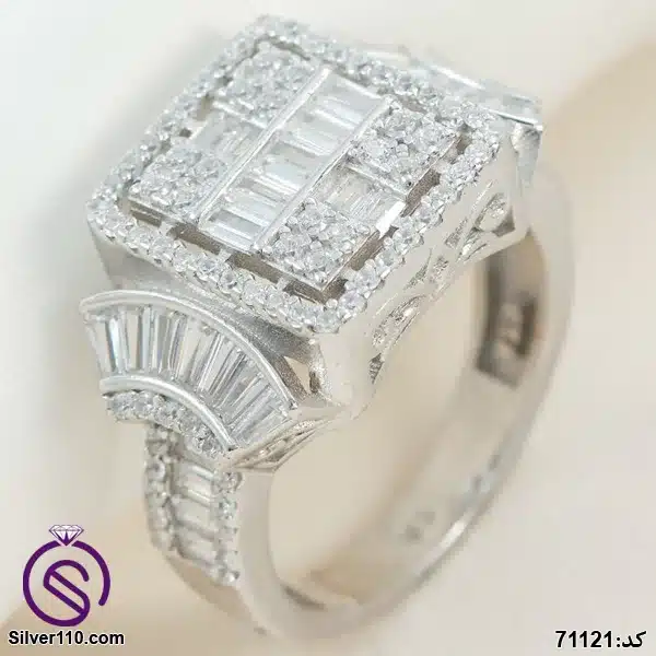 Women's square silver ring code 71121 انگشتر نقره زنانه مربع کد 71121