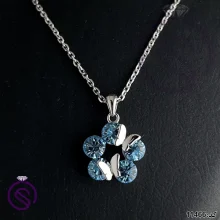 گردنبند نقره زنانه سوارسکی مدل گل 5 پر کد 11466