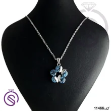 گردنبند نقره زنانه سوارسکی مدل گل 5 پر کد 11466