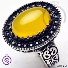 انگشتر نقره عقیق زرد شرف الشمس مردانه مدل تیام