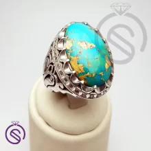 انگشتر نقره فیروزه مردانه مدل توحید کد 32100
